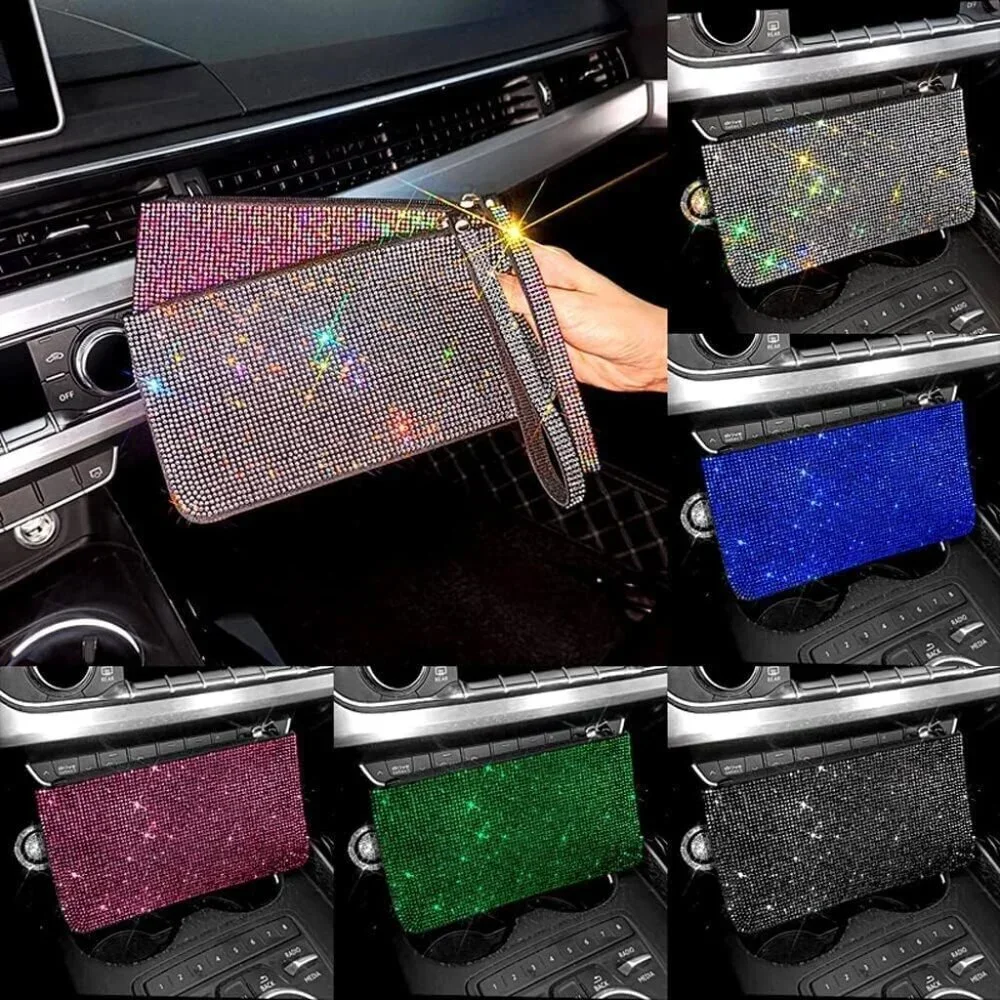 ❤️Crystal Zipper Change Purse Rhinestone Wallet Double-sided crystal diamond Zip - Picture 8 of 8